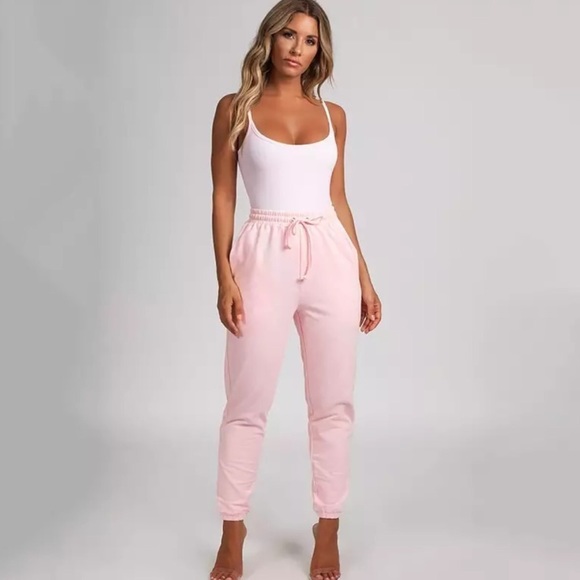 Pants - Pink draw string jogger sweat pants